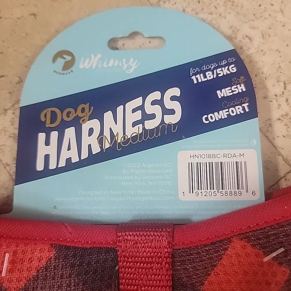 Doghaus/Whimsy Dog Harness Buffalo Plaid-Soft Mesh-Cooling Comfort-Size M